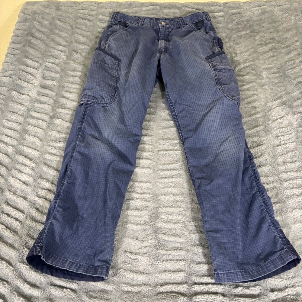 Carhartt Mens 103903-NVY Force Tappan Cargo Pants Navy Blue Ripstop 32x32